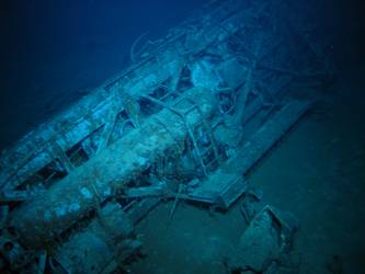 Aircraft catapult on seabed